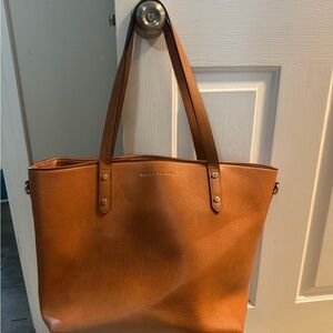 Poppy & Peonies Tan Leather tote